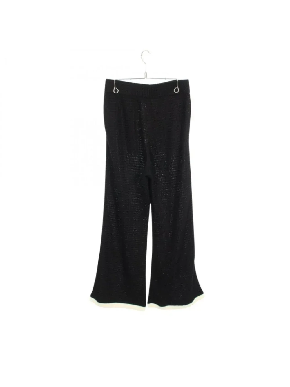 Chanel Pants CC Logo Button Knit Rayon Cotton